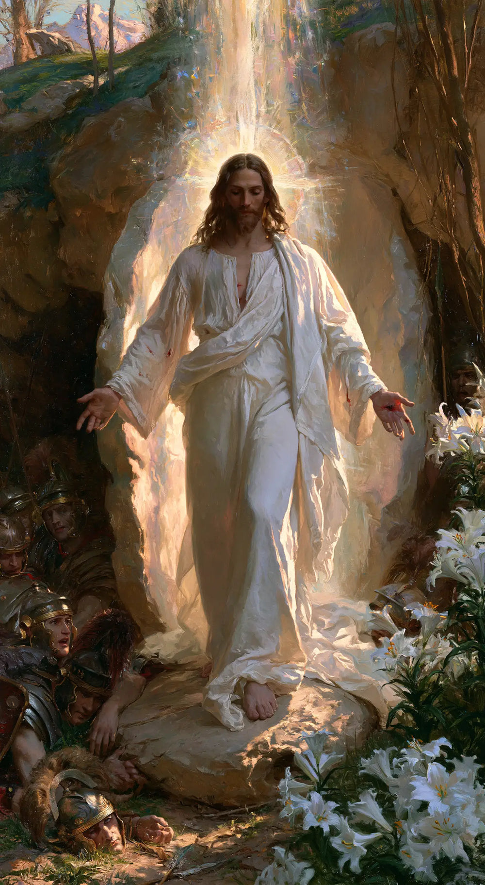 Resurrection of Jesus Christ in Expressionist style, portrait Christian artwork no. 7
