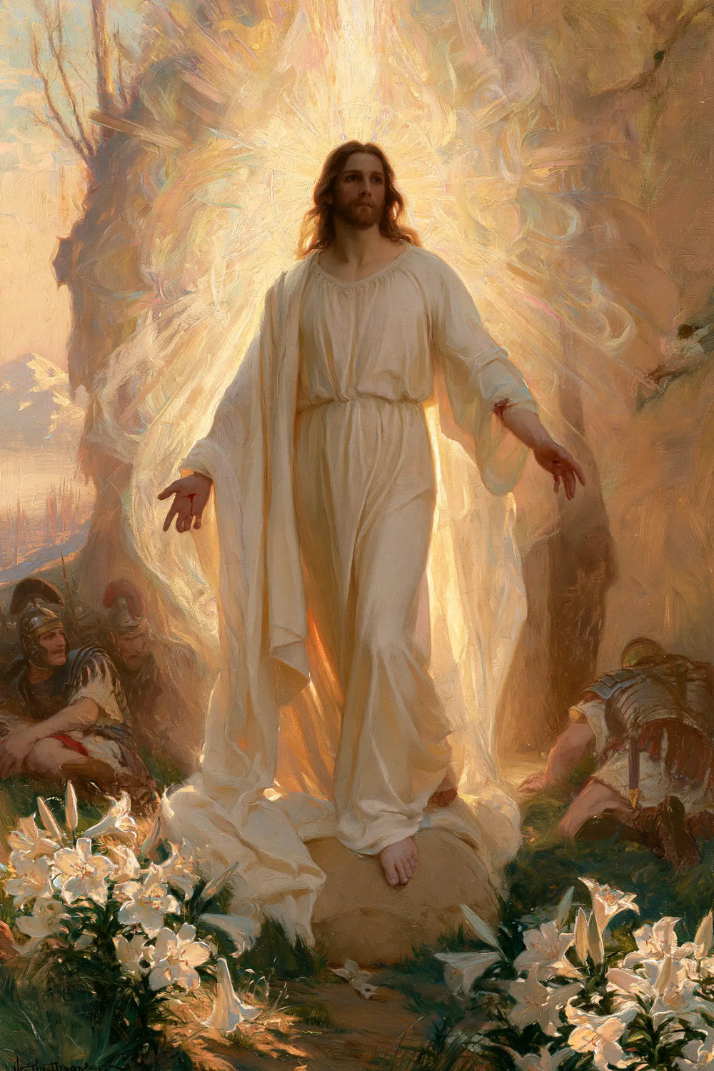 Resurrection of Jesus Christ in Expressionist style, portrait Christian artwork no. 12