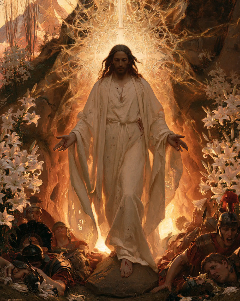 Resurrection of Jesus Christ in Expressionist style, portrait Christian artwork no. 19
