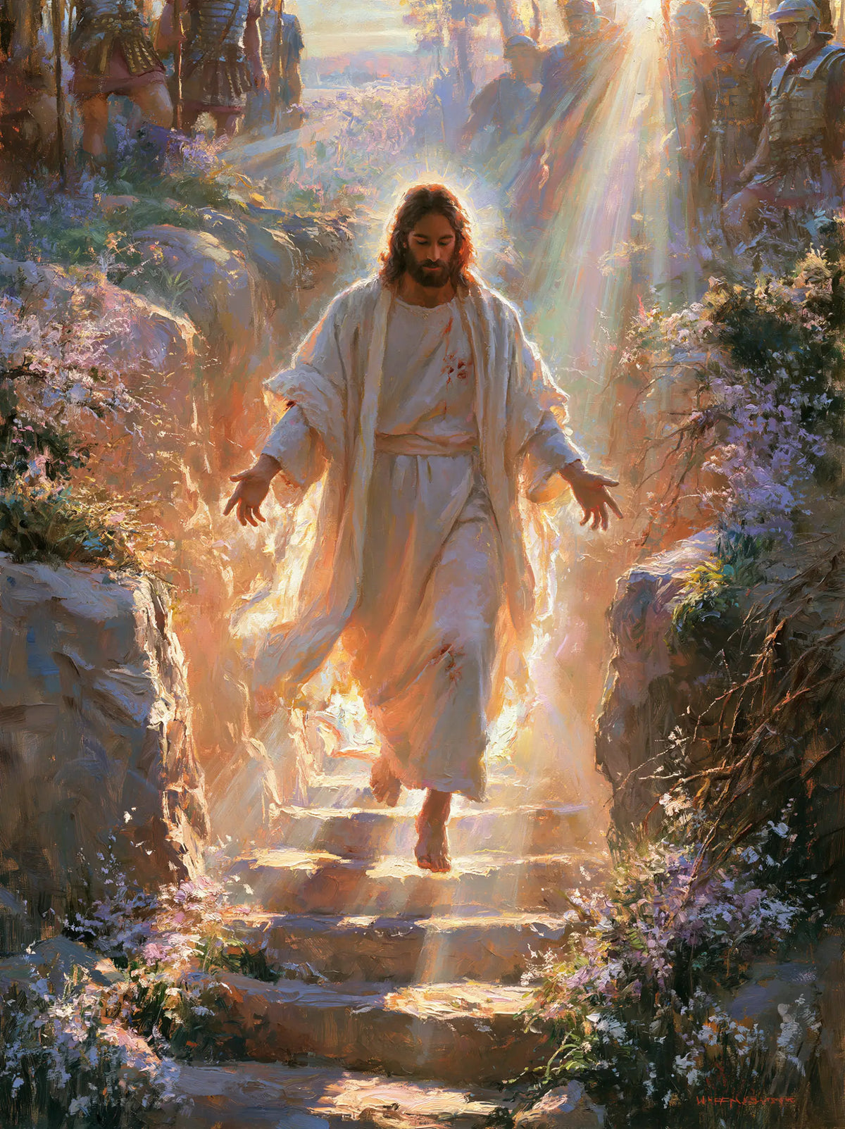 Resurrection of Jesus Christ in Impressionist style, portrait Christian artwork no. 18