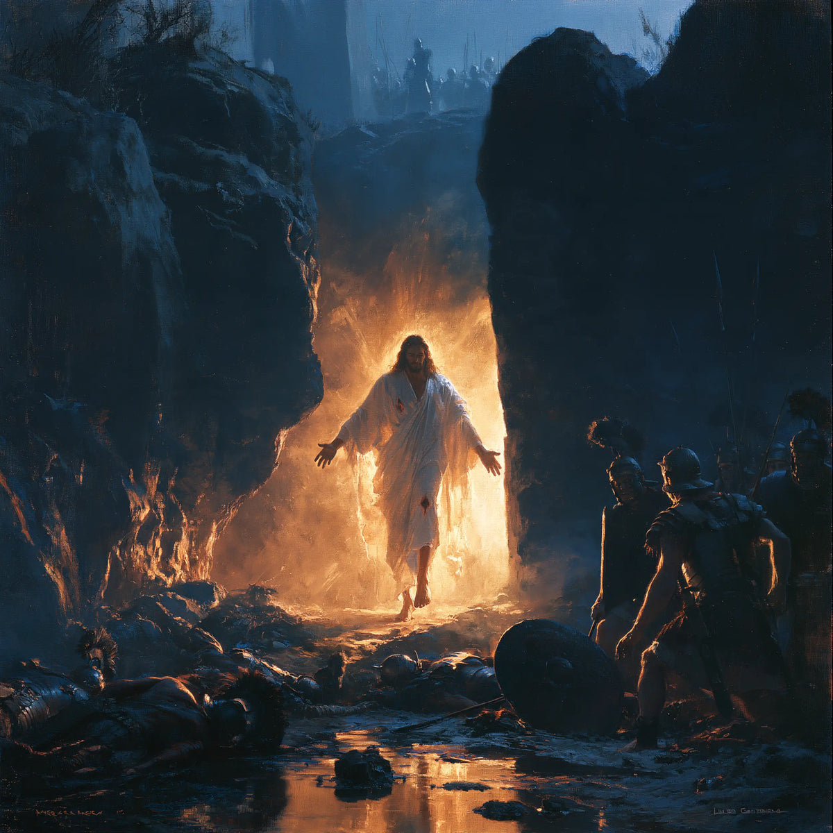 The Resurrection of Jesus Christ — The Golden Reflection beneath the Rocks
