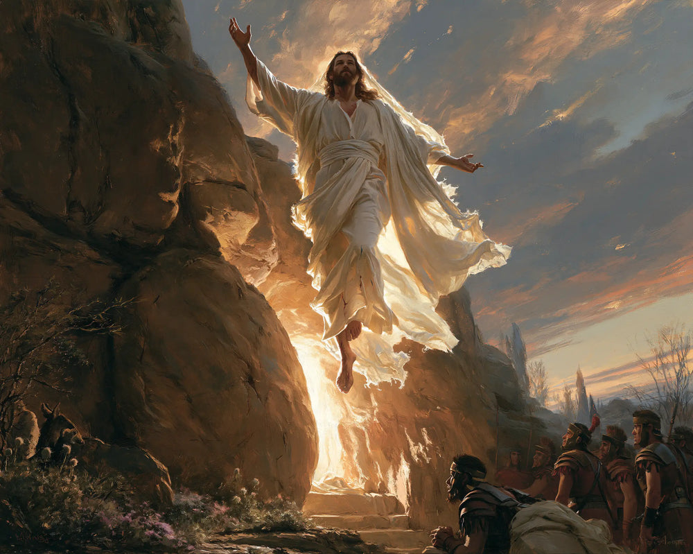 Resurrection of Jesus Christ in Sacred Monumental View style, landscape Christian artwork no. 5