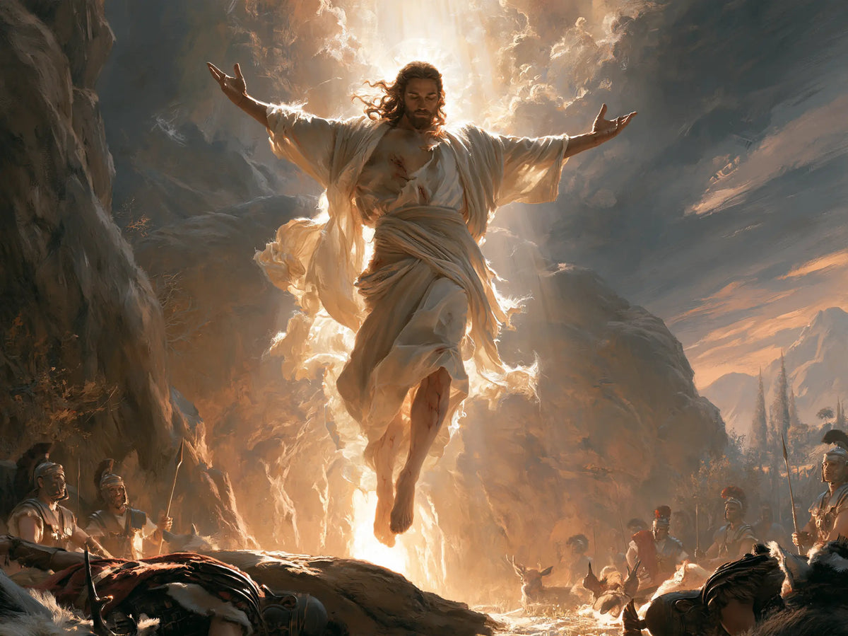 Resurrection of Jesus Christ in Sacred Monumental View style, landscape Christian artwork no. 9