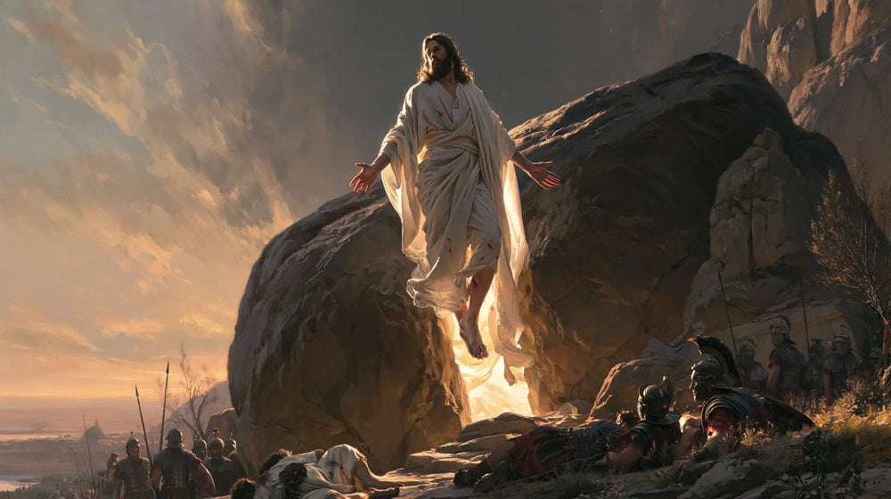 Resurrection of Jesus Christ in Sacred Monumental View style, landscape Christian artwork no. 17