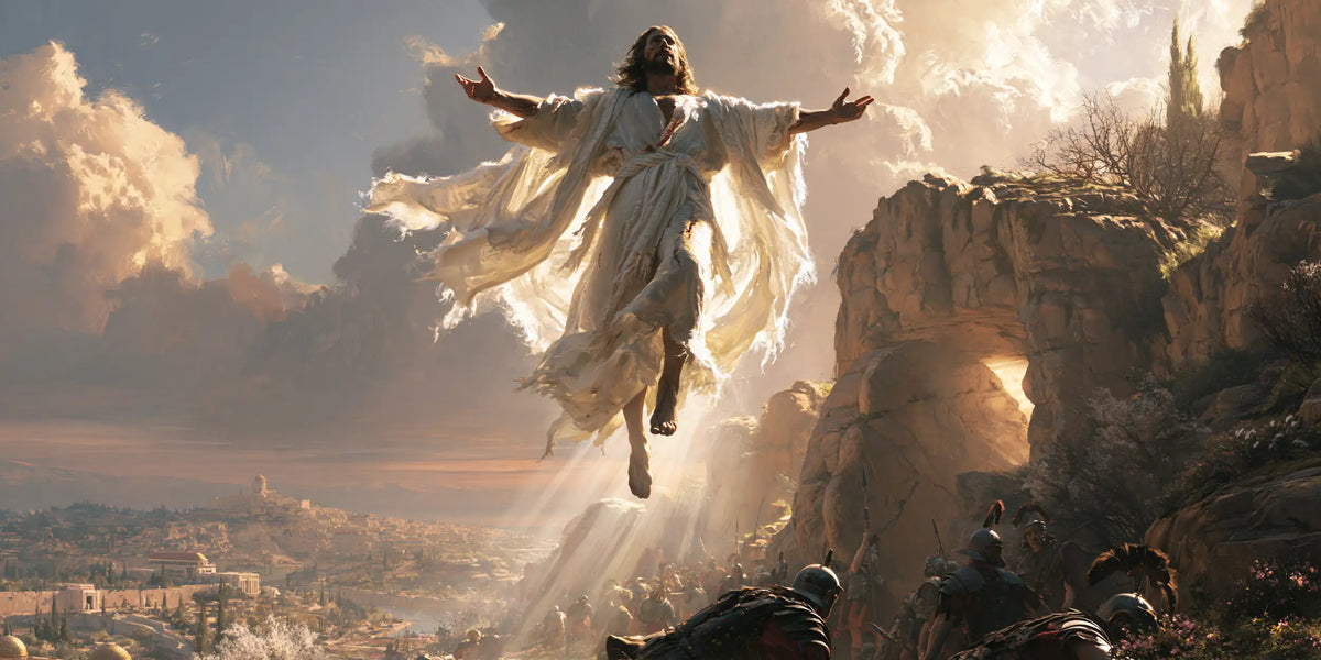 Resurrection of Jesus Christ in Sacred Monumental View style, landscape Christian artwork no. 22