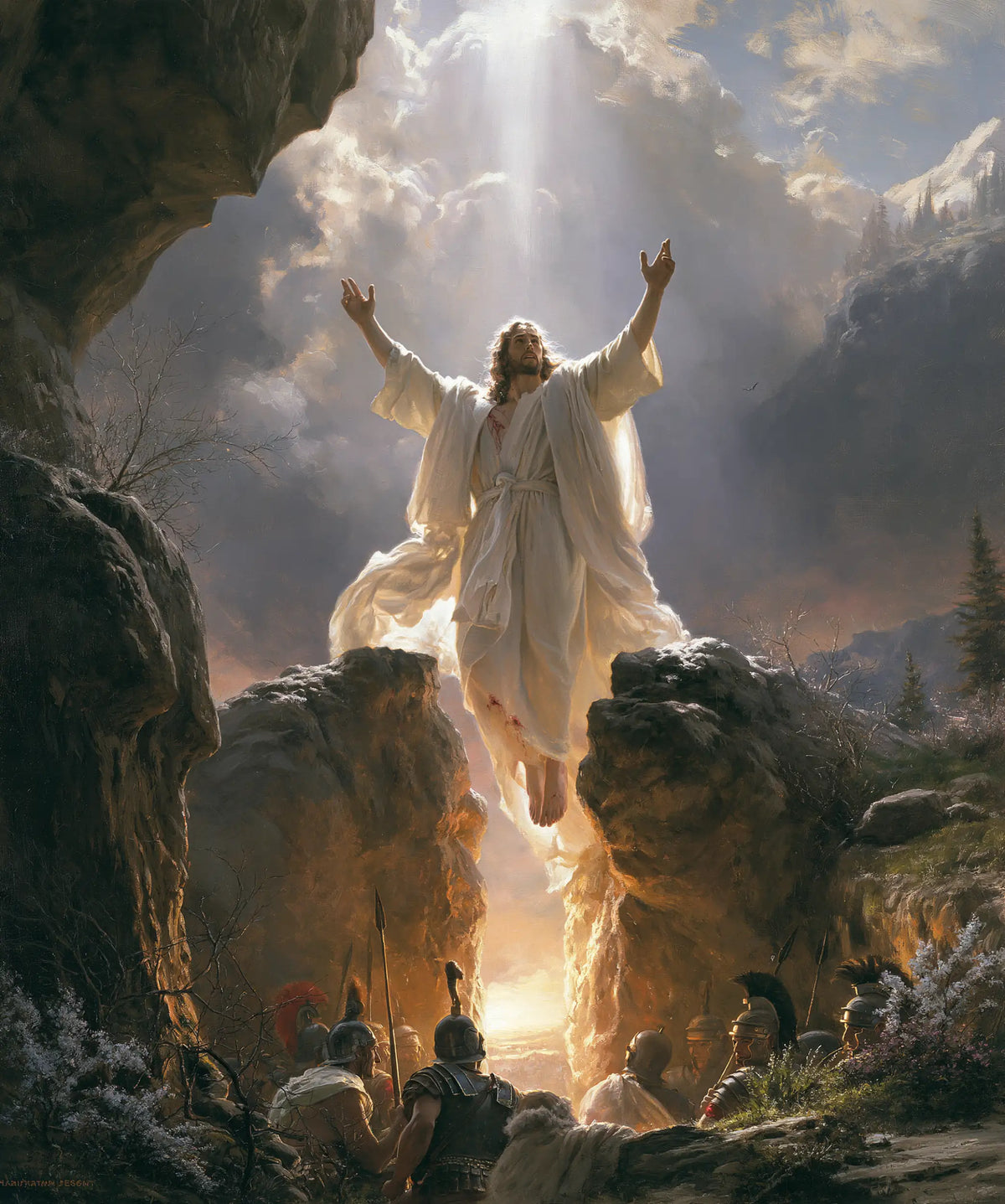 The Resurrection of Jesus Christ — Hands Offered to the Parting Sky