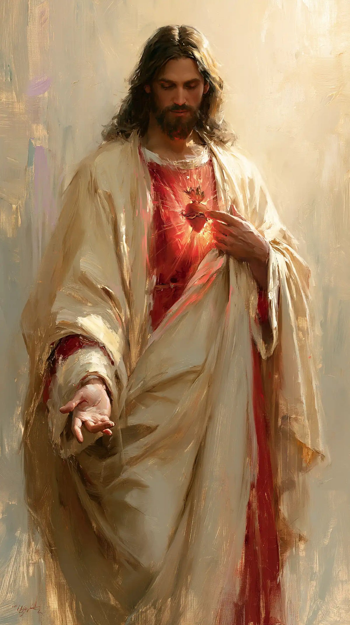 The Sacred Heart of Jesus — The Gesture at the Flowing Mantle’s Edge