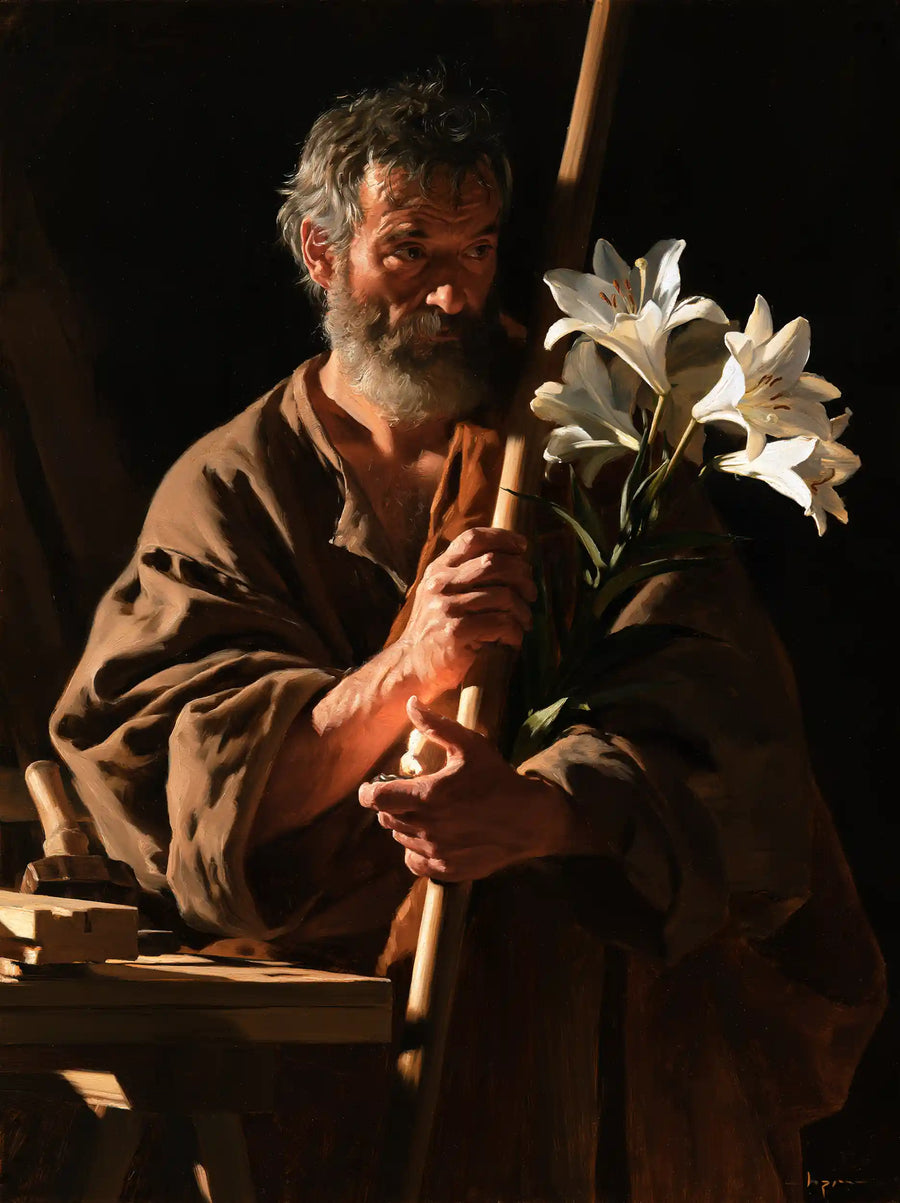 Saint Joseph – Caravaggio Tenebrism · Portrait no. 3
