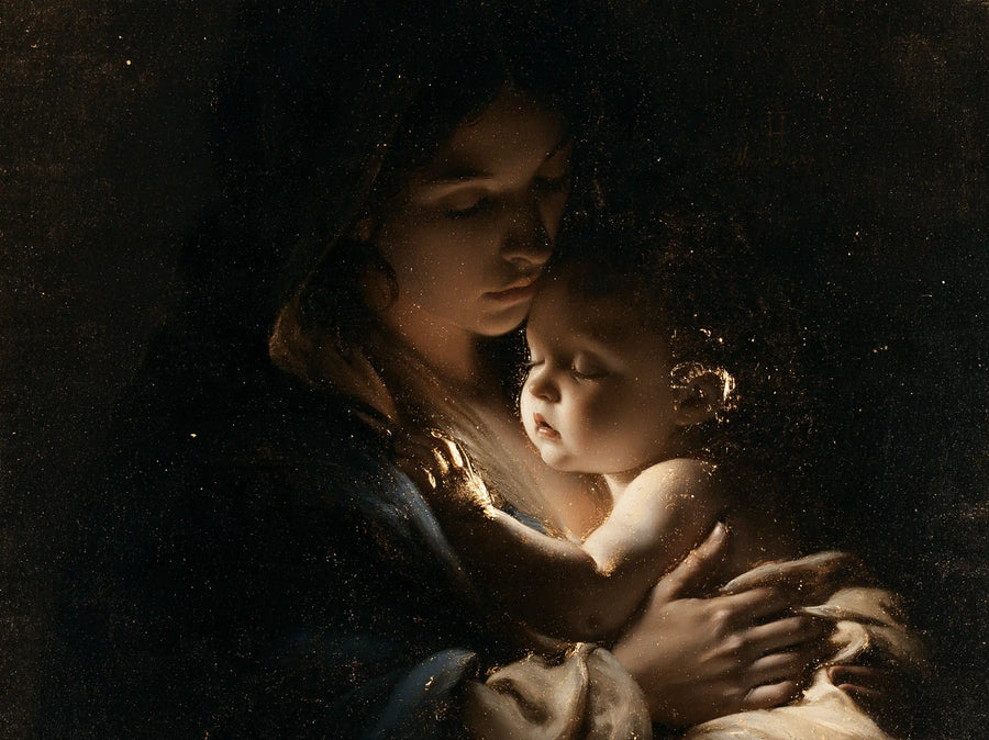 Virgin Mary and Child Jesus - Black and Gold · Landscape n° 3