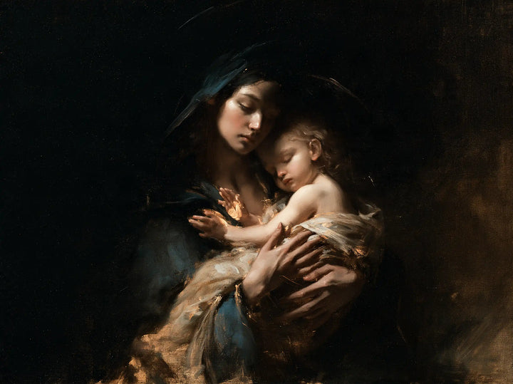 Virgin Mary and Child Jesus - Black and Gold · Landscape n° 10