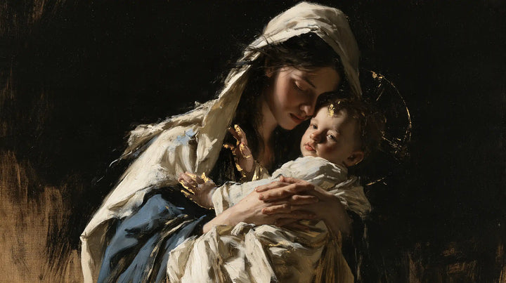 Virgin Mary and Child Jesus - Black and Gold · Landscape n° 18