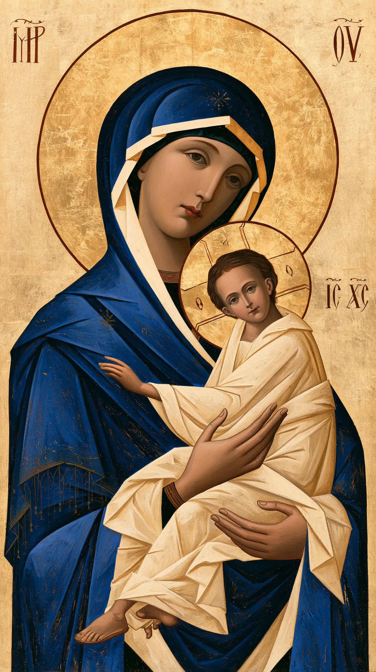 the Virgin Mary and the Child Jesus in Contemporary Byzantine style, portrait Christian artwork no. 1