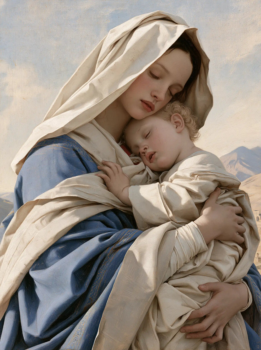 the Virgin Mary with the Child Jesus in Florentine Renaissance style, portrait Christian artwork no. 21