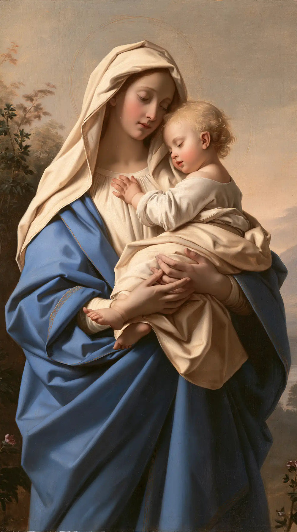 the Virgin Mary with the Child Jesus in Florentine Renaissance style, portrait Christian artwork no. 26