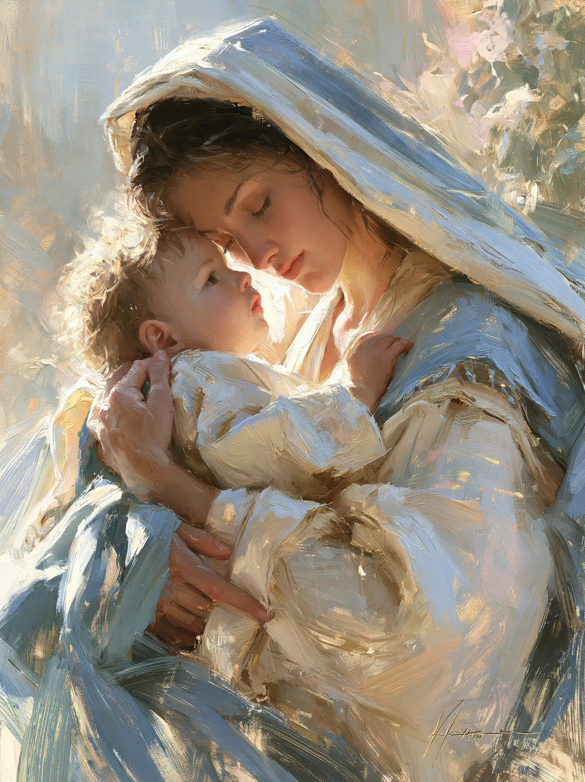 Virgin Mary and Child Jesus - Impressionist · Portrait n° 13