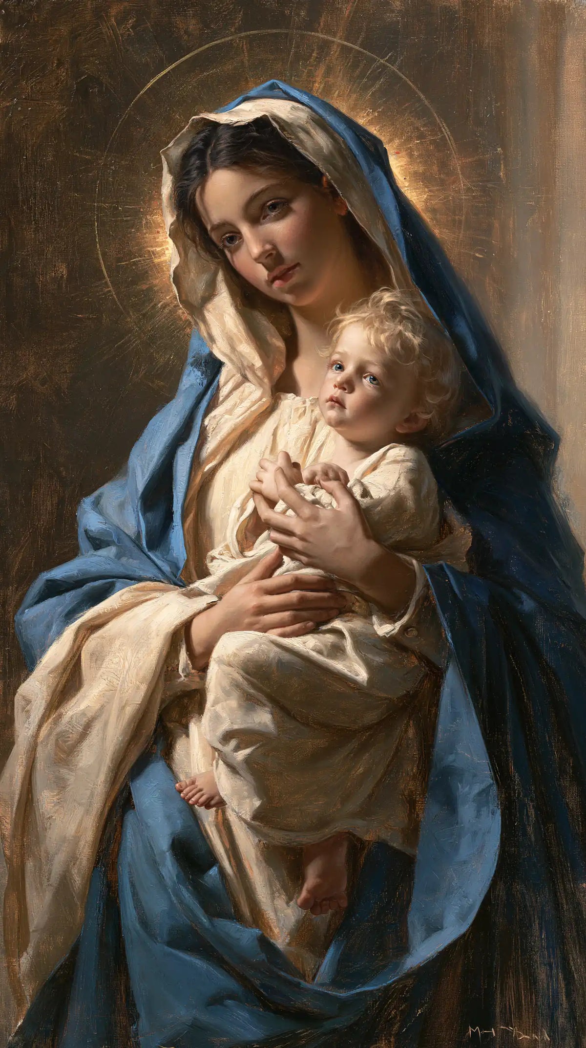 the Virgin Mary presenting the Child Jesus in Mary Presenting the Child Jesus style, portrait Christian artwork no. 5