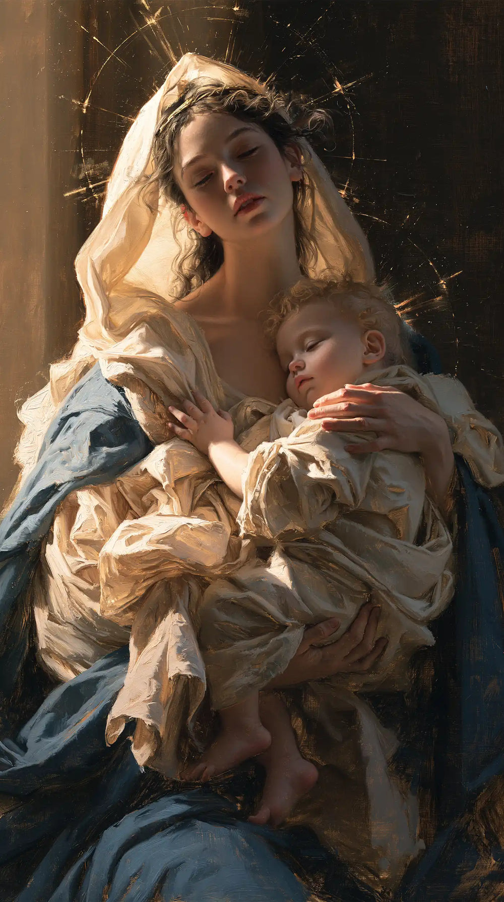the Virgin Mary presenting the Child Jesus in Mary Presenting the Child Jesus style, portrait Christian artwork no. 16