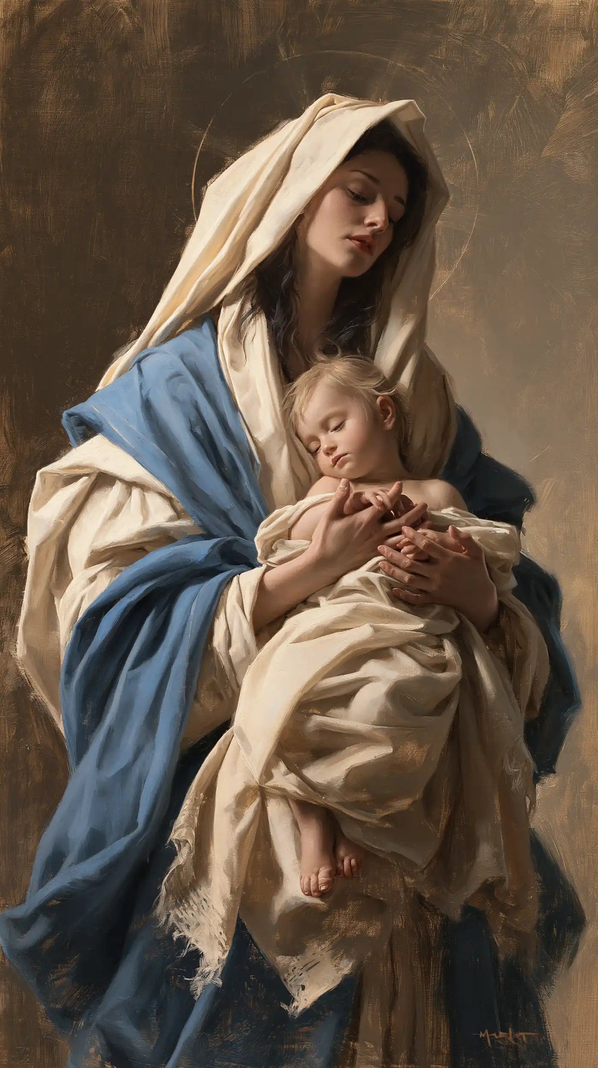 the Virgin Mary presenting the Child Jesus in Mary Presenting the Child Jesus style, portrait Christian artwork no. 19