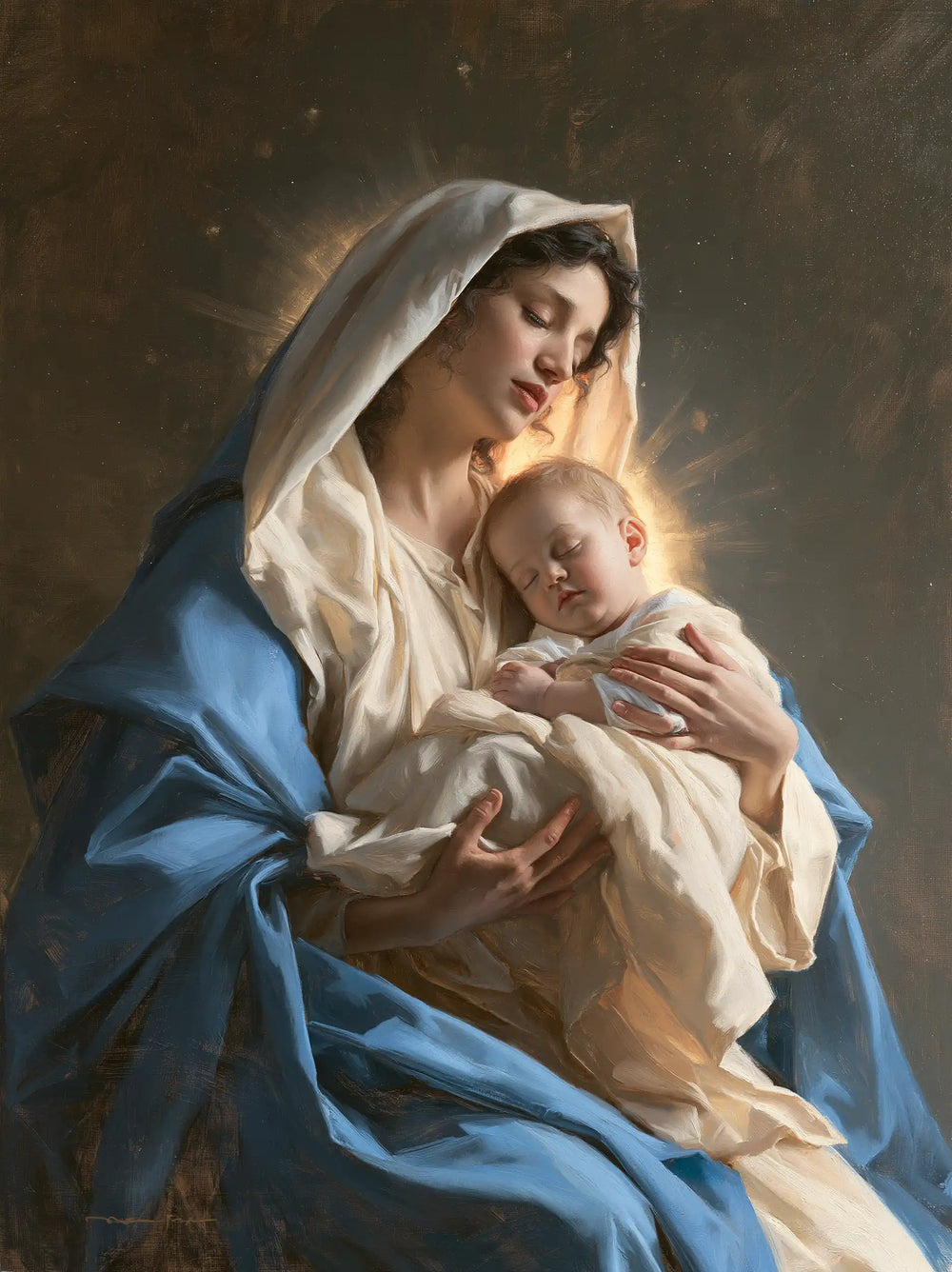the Virgin Mary presenting the Child Jesus in Mary Presenting the Child Jesus style, portrait Christian artwork no. 38