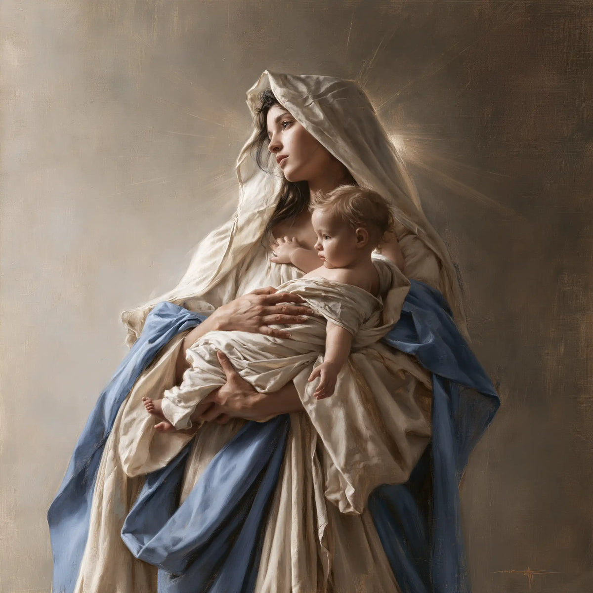 The Virgin and Child — Two Gazes Towards the Side Light