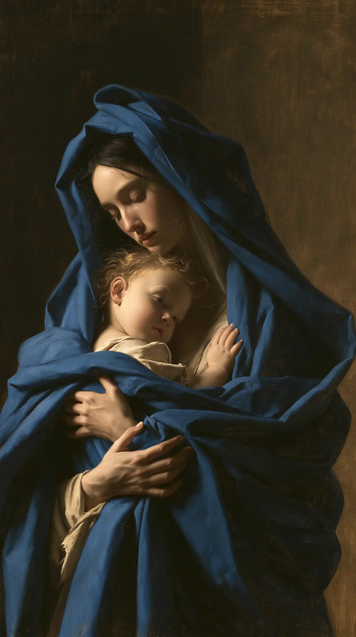 The Virgin and Child — Refuge Within the Mantle’s Crossed Folds
