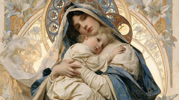 The Virgin and Child — The Tender Gaze Within the Circle Bower