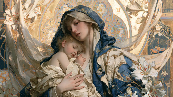 The Virgin and Child — A Dream Beneath Suspended Veils