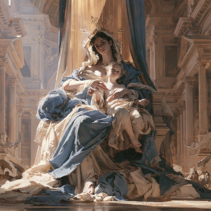 The Virgin and Child — The Upturned Gaze Amid Rumpled Drapery