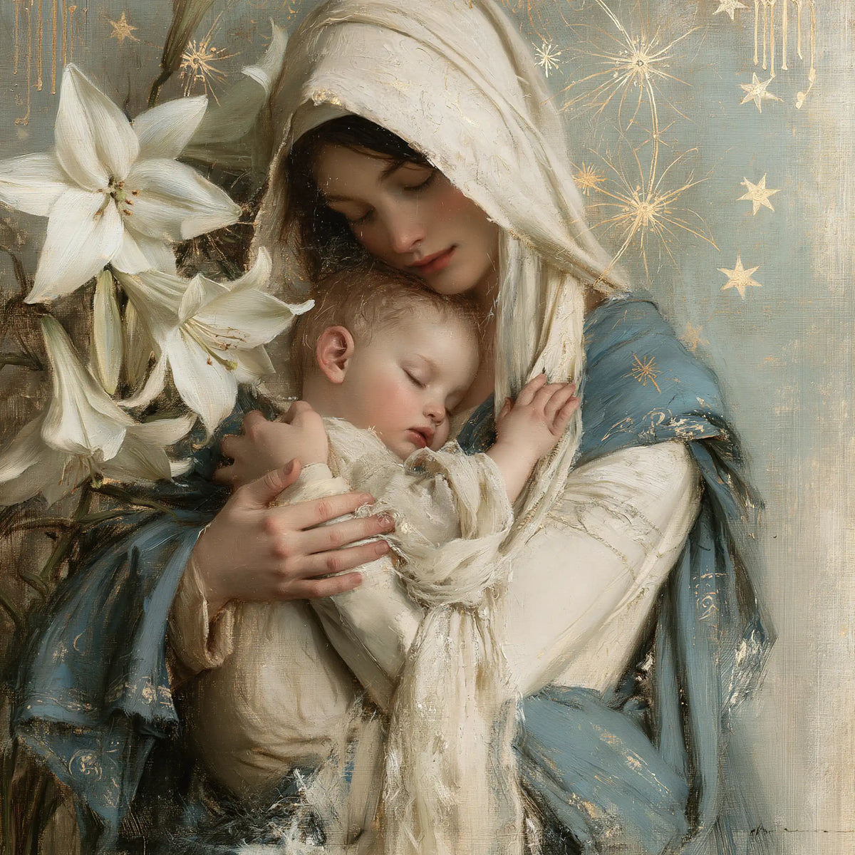 The Virgin and Child — The Palm Resting on the White Veil