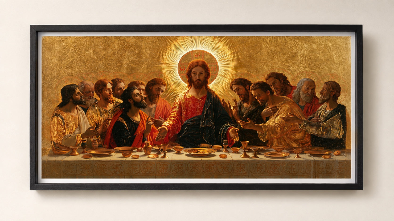 The same Last Supper Fine Art print in a deep black Box frame