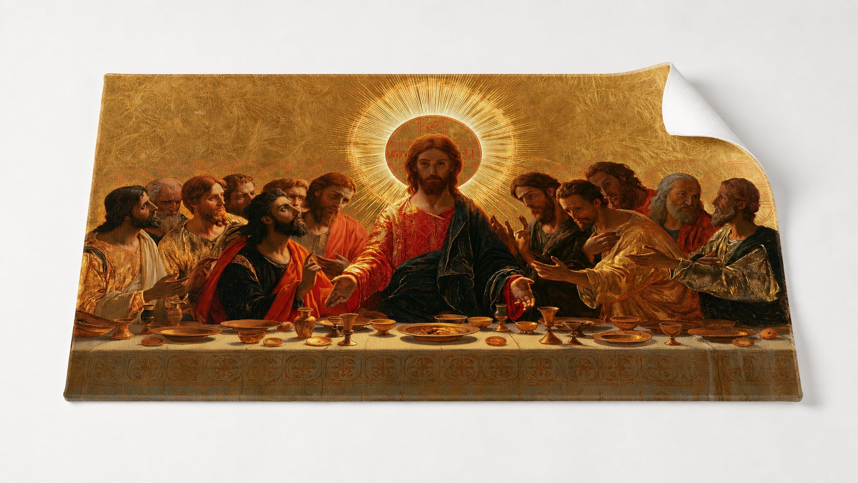 The same Last Supper printed on an unframed rolled canvas