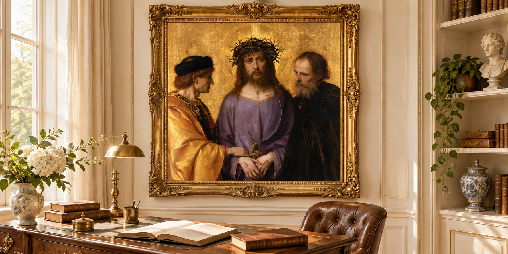 Ecce Homo — Gold artwork styled in a gold frame